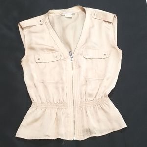 Michael Kors Sleeveless Zippered Yellow Top. PM